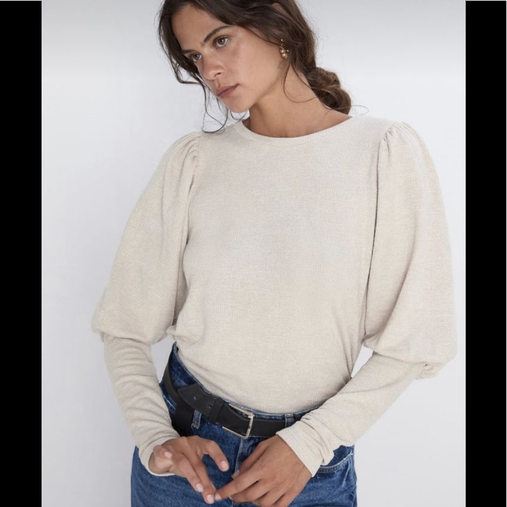 Zara Balloon Sleeve Knit Top Small